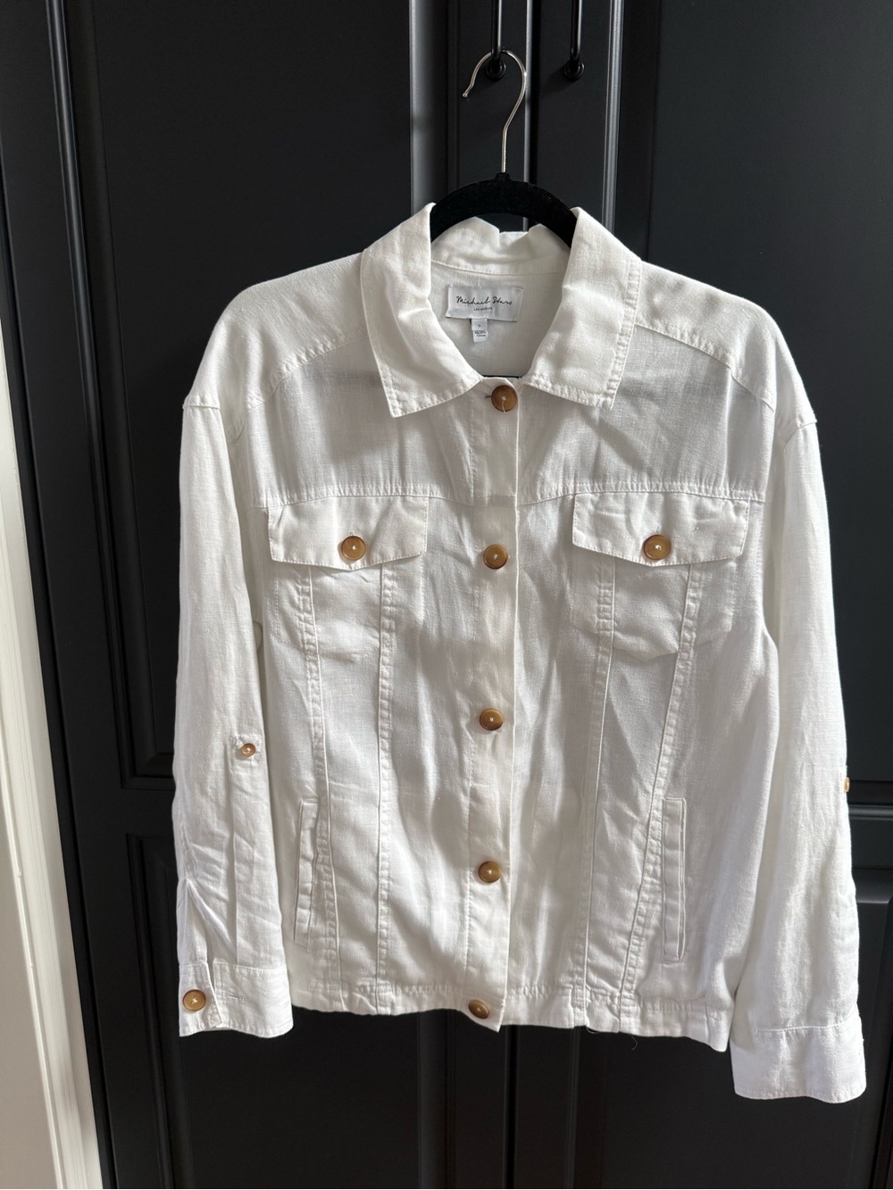Michael Stars White 100% Linen Utility Jacket Size S